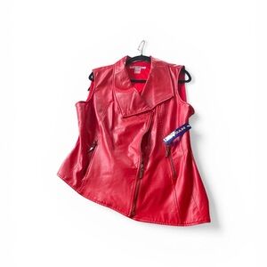 Peter Nygard Faux Leather Zip Front Vest NEW